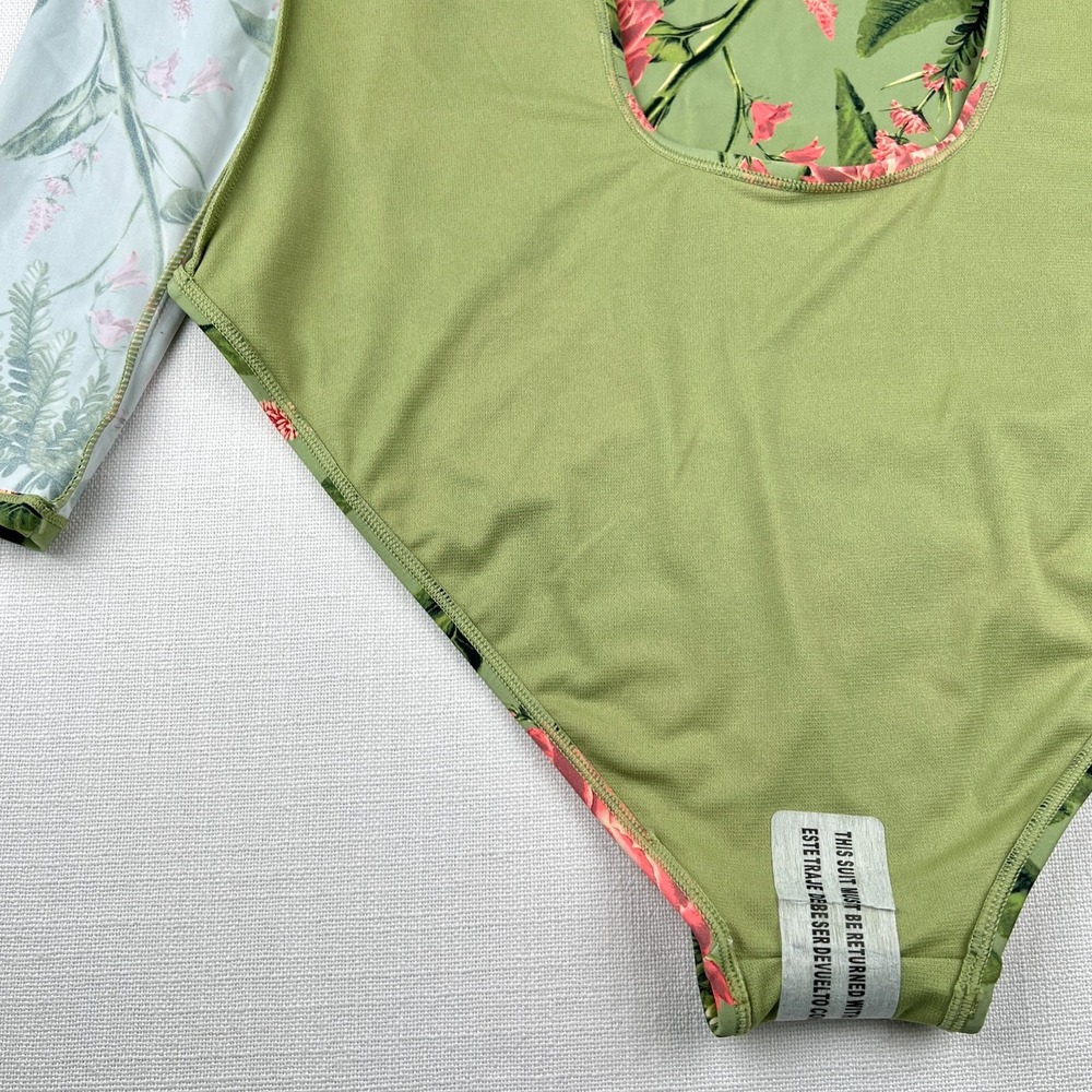Aquabendita Target Peony Floral Long Sleeve 1 Piece Swimsuit Bodysuit XL/16 NWT - Picture 13 of 15